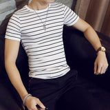 Summer Stripe T-shirt Men's Fashion O-neck Short Sleeve T Shirt Men