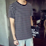 Summer Stripe T-shirt Men's Fashion O-neck Short Sleeve T Shirt Men