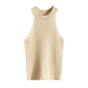 Sleeveless Knitted Fabric Tank Top Womens Female Fitness