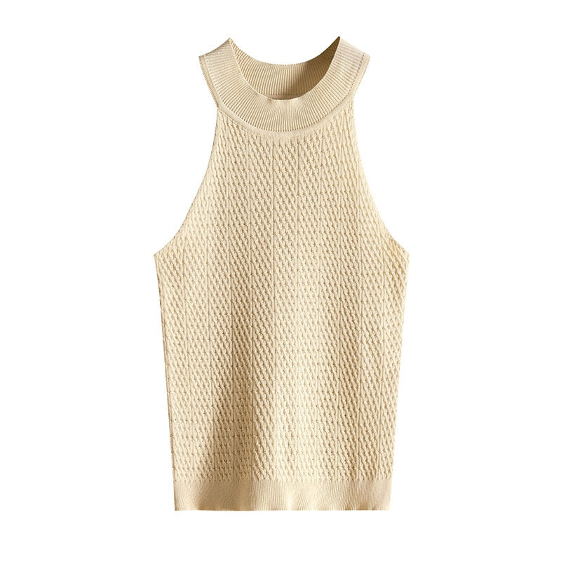 Sleeveless Knitted Fabric Tank Top Womens Female Fitness
