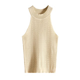 Sleeveless Knitted Fabric Tank Top Womens Female Fitness