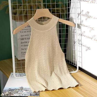 Sleeveless Knitted Fabric Tank Top Womens Female Fitness