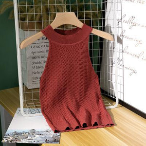 Sleeveless Knitted Fabric Tank Top Womens Female Fitness