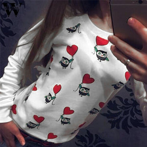 Womail Fashion Women Long Sleeve Cute Owl Print Top