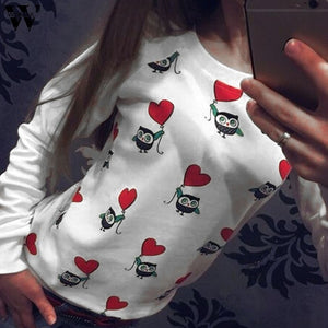 Womail Fashion Women Long Sleeve Cute Owl Print Top