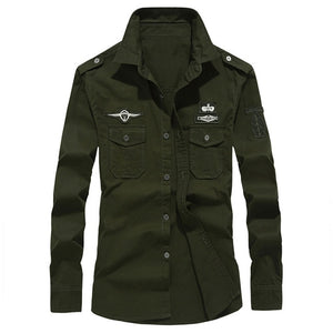 Mens Top Blouse Autumn Casual Military Cargo