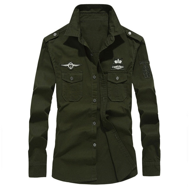 Mens Top Blouse Autumn Casual Military Cargo