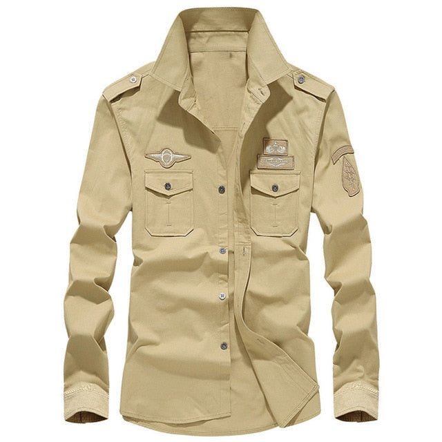 Mens Top Blouse Autumn Casual Military Cargo