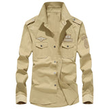 Mens Top Blouse Autumn Casual Military Cargo