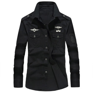Mens Top Blouse Autumn Casual Military Cargo