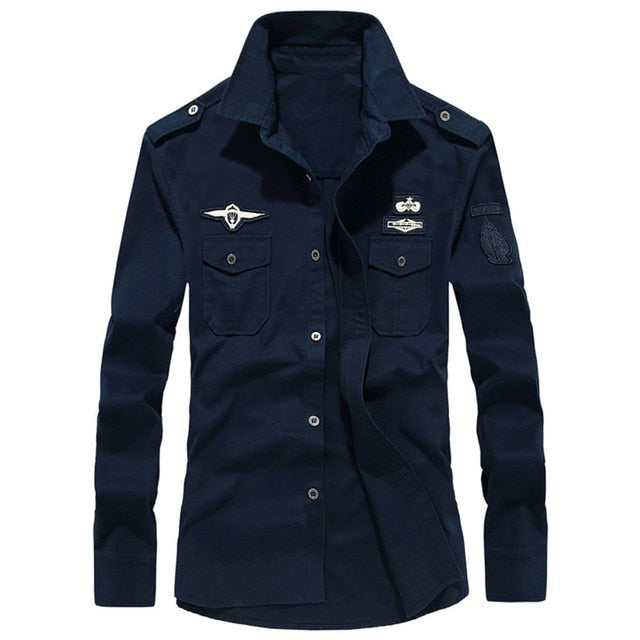 Mens Top Blouse Autumn Casual Military Cargo