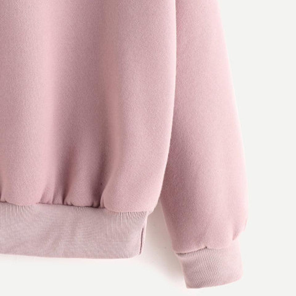 Autumn Sweatshirts Of Women Pink Long Sleeve Hoodie Pullovers Basic Hoodies