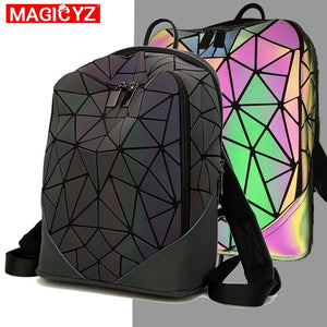 Backpack Luminous Geometric Plaid Men Backpacks For Teenage Girls Bagpack Bag Holographic Backpack School  Mochila