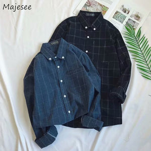 Shirts Men Single Breasted Leisure Simple All-match Korean Style Slim Turn-down Collar Shirt Mens