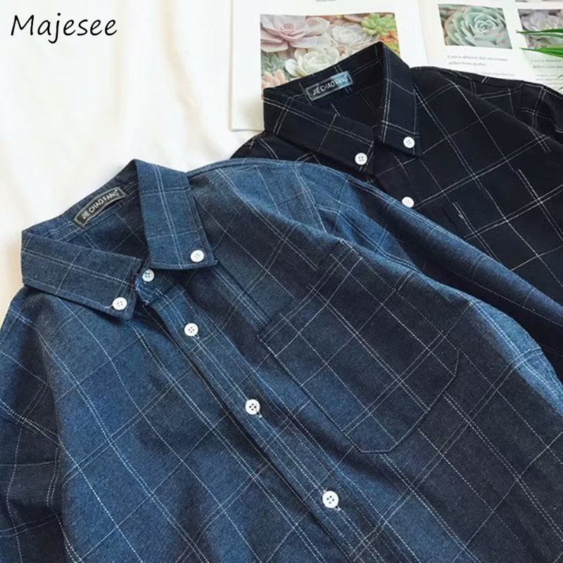 Shirts Men Single Breasted Leisure Simple All-match Korean Style Slim Turn-down Collar Shirt Mens