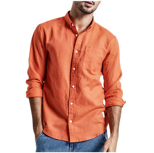 Fashion Mens Summer Button Casual Linen and Cotton Long shirts
