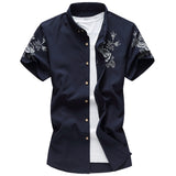 Large Men's Shirt Summer Short Sleeve Floral Printed Slim Fit Plus Size Fashion Casual Manly Shirts Aleirmires