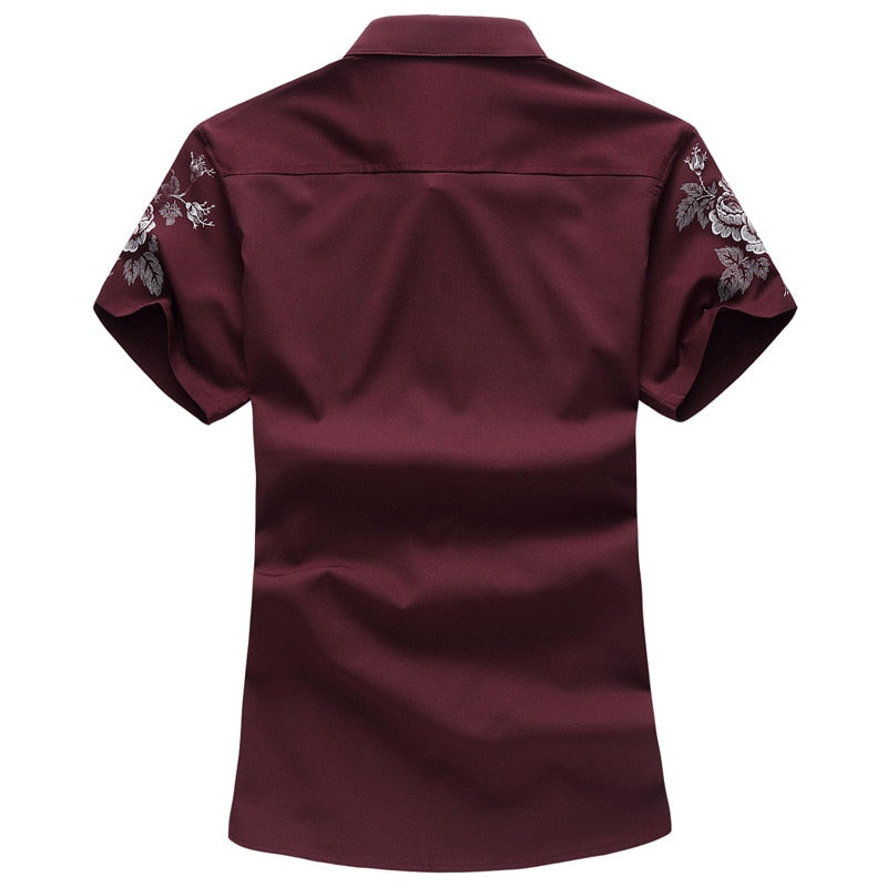 Large Men's Shirt Summer Short Sleeve Floral Printed Slim Fit Plus Size Fashion Casual Manly Shirts Aleirmires