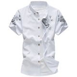 Large Men's Shirt Summer Short Sleeve Floral Printed Slim Fit Plus Size Fashion Casual Manly Shirts Aleirmires