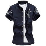 Large Men's Shirt Summer Short Sleeve Floral Printed Slim Fit Plus Size Fashion Casual Manly Shirts Aleirmires