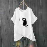 Korean Roupas Womens Clothing Women Loose Cat Print Plus