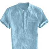 Casual Short sleeve Shirt men Men's shirt Camisa Baggy Cotton Linen Solid Button Male