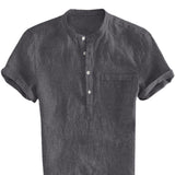 Casual Short sleeve Shirt men Men's shirt Camisa Baggy Cotton Linen Solid Button Male