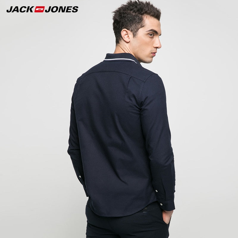 JACK & JONES Brand 2019 NEW younger casual 100% cotton turn-down