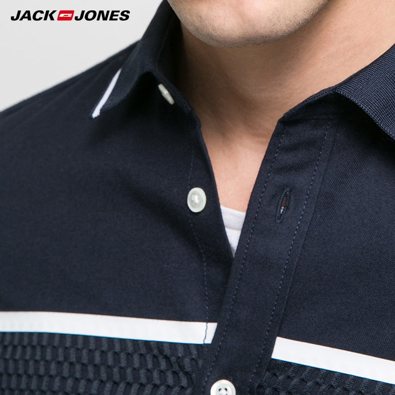JACK & JONES Brand 2019 NEW younger casual 100% cotton turn-down