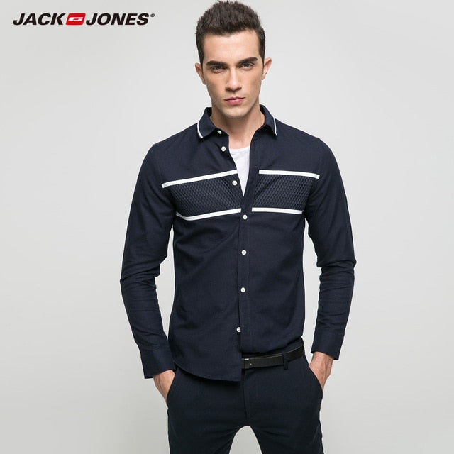JACK & JONES Brand 2019 NEW younger casual 100% cotton turn-down