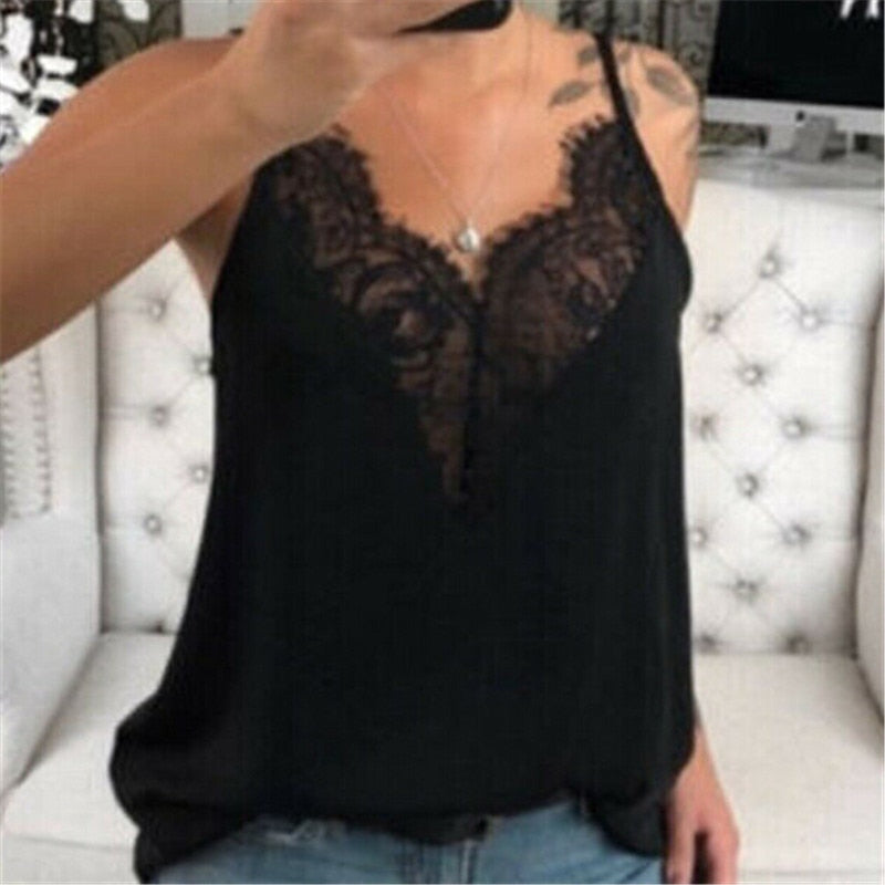 Trendy Women clothes strap pullover Lace Vest  Polyester Tank Tops one