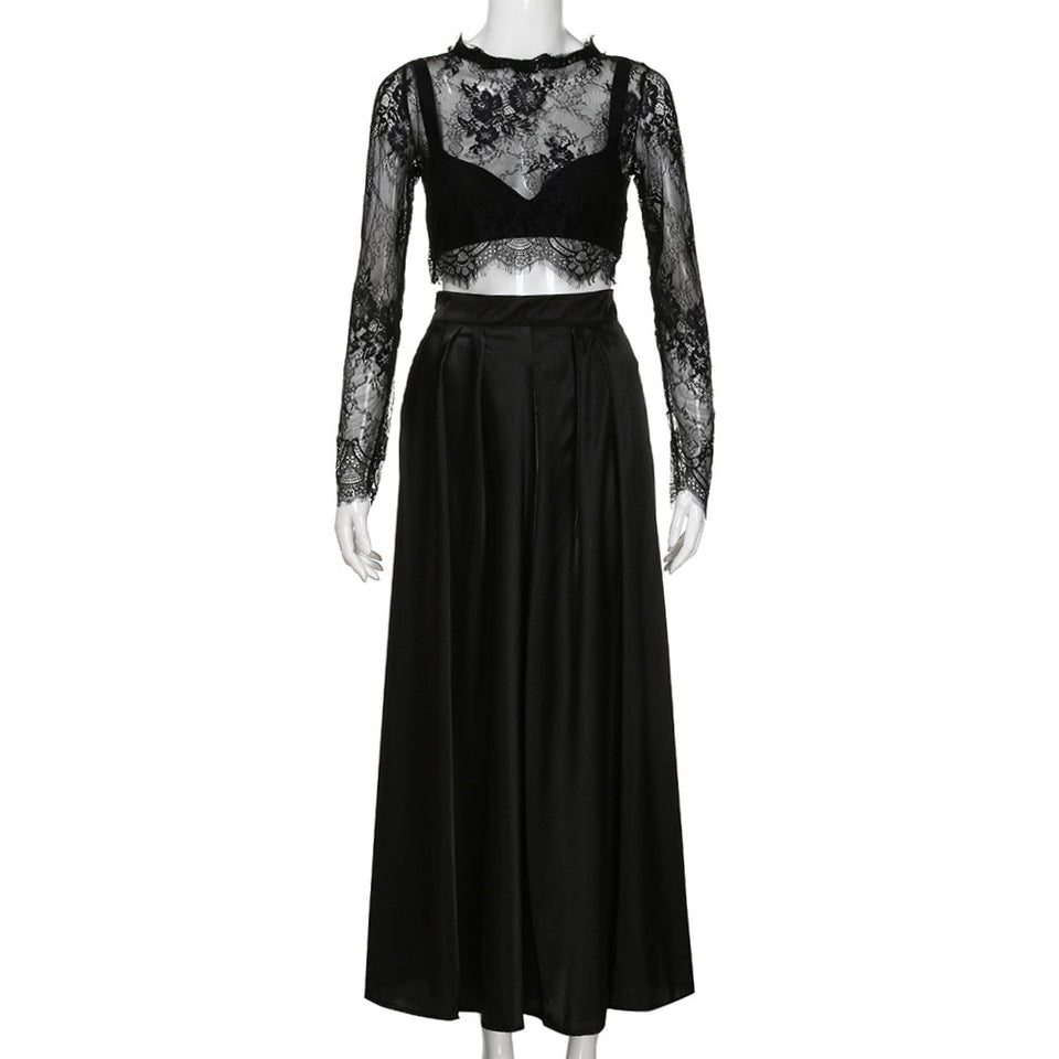 Black dress Women Evening Party Long Maxi dress Formal Prom Long Lace