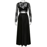 Black dress Women Evening Party Long Maxi dress Formal Prom Long Lace