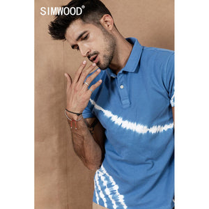summer new polo shirt men tie-dyed fashion contrast color short