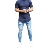 Mens Ripped Jeans for men Casual Black Blue Skinny slim