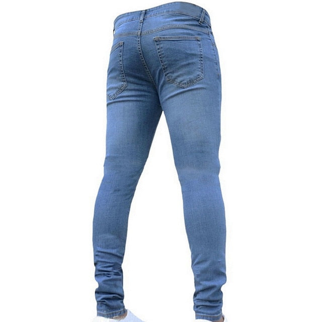 Mens Ripped Jeans for men Casual Black Blue Skinny slim