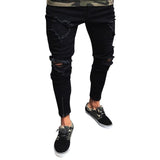 Mens Ripped Jeans for men Casual Black Blue Skinny slim