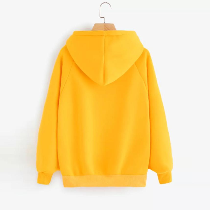 CHAMSGEND female sweatshirts Yellow Womens hoodies Long Sleeve Hoodie Sweatshirt