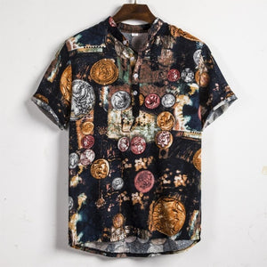 MJARTORIA  Summer Man Shirt  Ethnic Printed