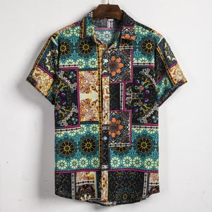 MJARTORIA  Summer Man Shirt  Ethnic Printed