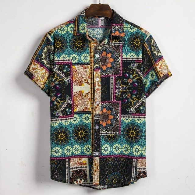 MJARTORIA  Summer Man Shirt  Ethnic Printed