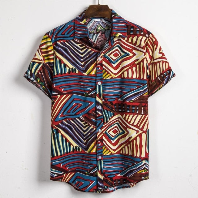 MJARTORIA  Summer Man Shirt  Ethnic Printed