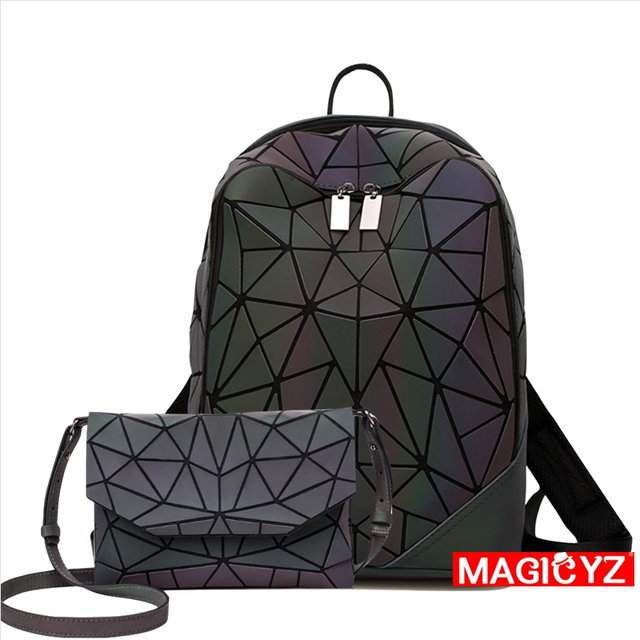 Backpack Luminous Geometric Plaid Men Backpacks For Teenage Girls Bagpack Bag Holographic Backpack School  Mochila