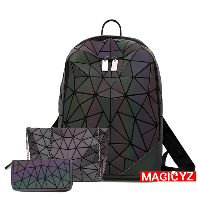 Backpack Luminous Geometric Plaid Men Backpacks For Teenage Girls Bagpack Bag Holographic Backpack School  Mochila