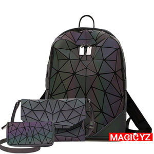 Backpack Luminous Geometric Plaid Men Backpacks For Teenage Girls Bagpack Bag Holographic Backpack School  Mochila
