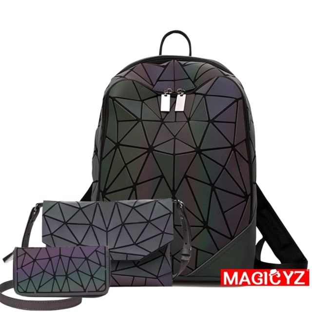 Backpack Luminous Geometric Plaid Men Backpacks For Teenage Girls Bagpack Bag Holographic Backpack School  Mochila