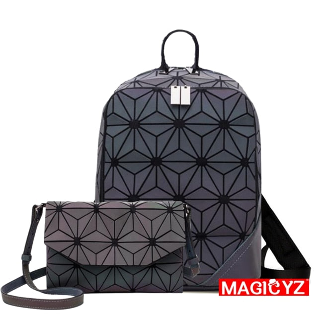Backpack Luminous Geometric Plaid Men Backpacks For Teenage Girls Bagpack Bag Holographic Backpack School  Mochila