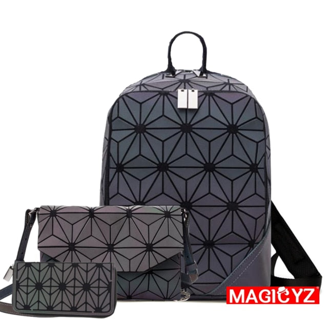 Backpack Luminous Geometric Plaid Men Backpacks For Teenage Girls Bagpack Bag Holographic Backpack School  Mochila