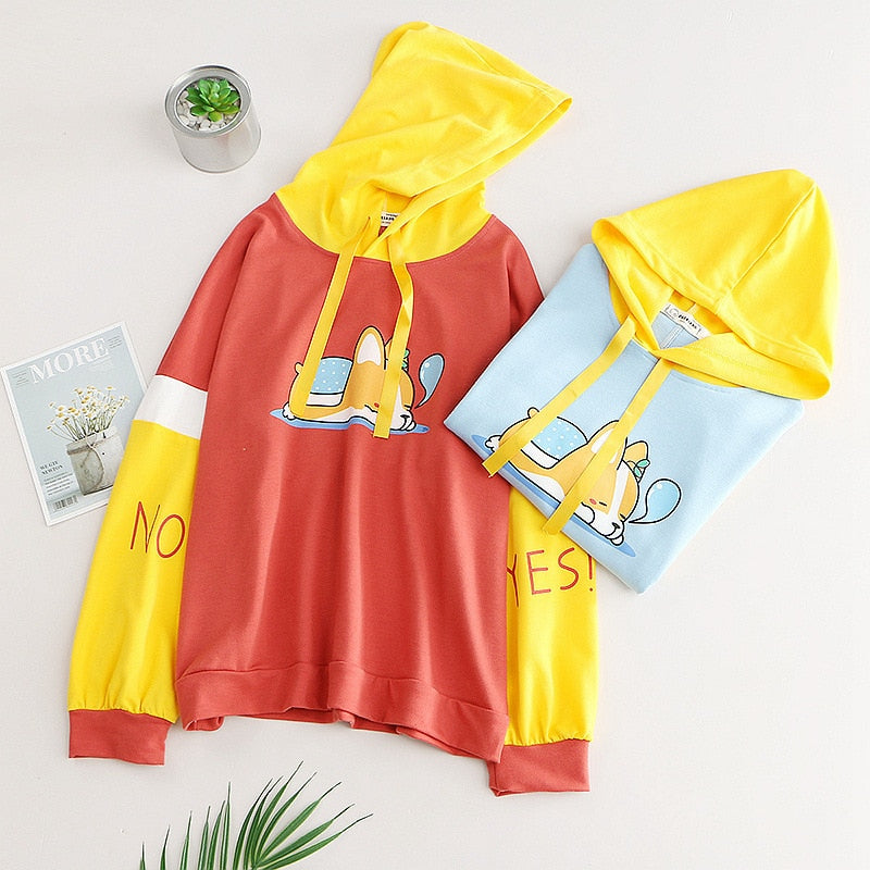 Autumn New Cartoon Animal Dog Hooded Long-sleeved Sweatshirts