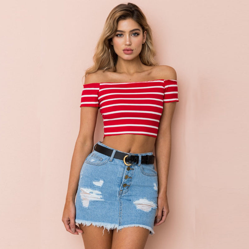 Streetwear Women Sexy Casual Off Shoulder Tank Top Vest Blouse Crop Tops